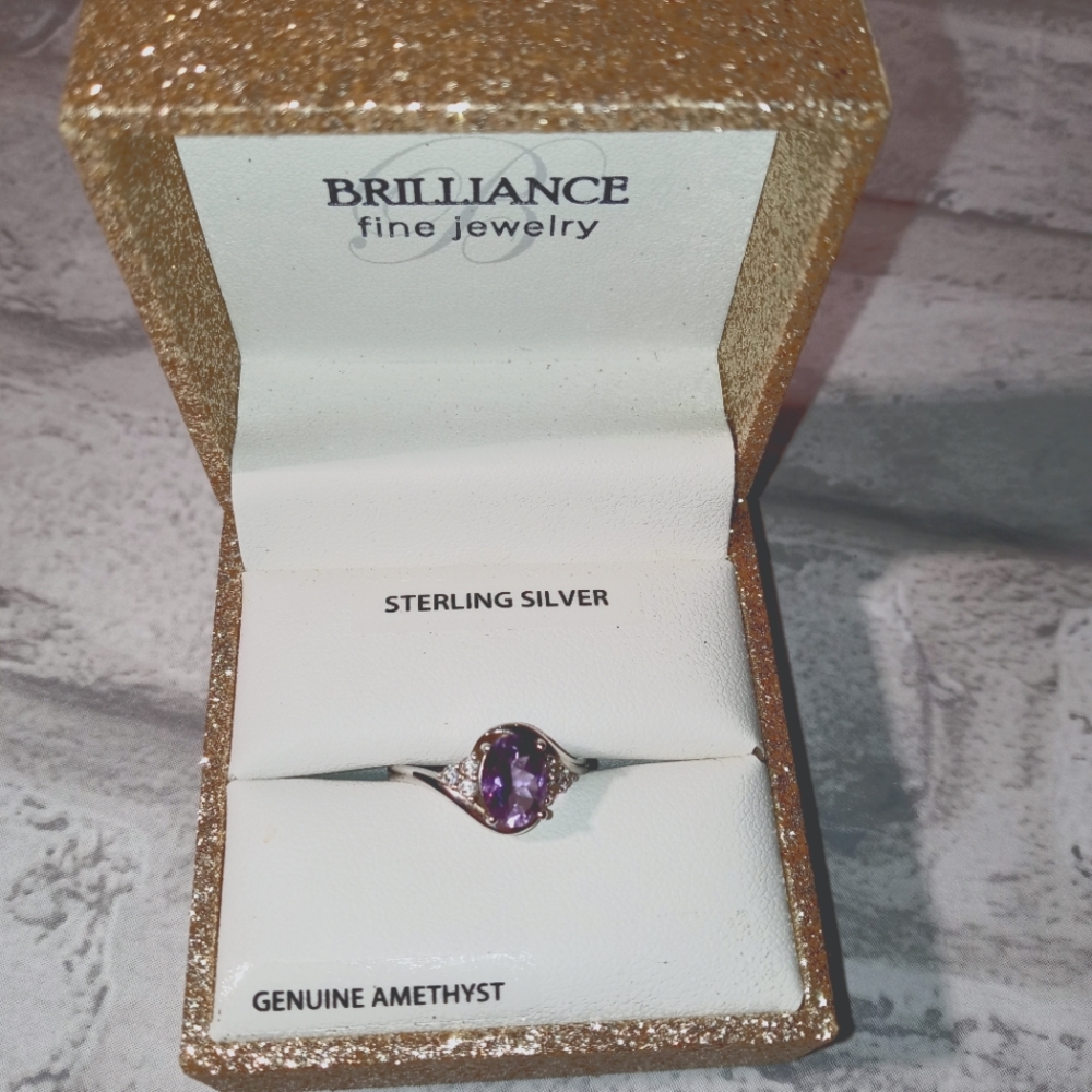 Genuine Amethyst Sterling Silver Ring
